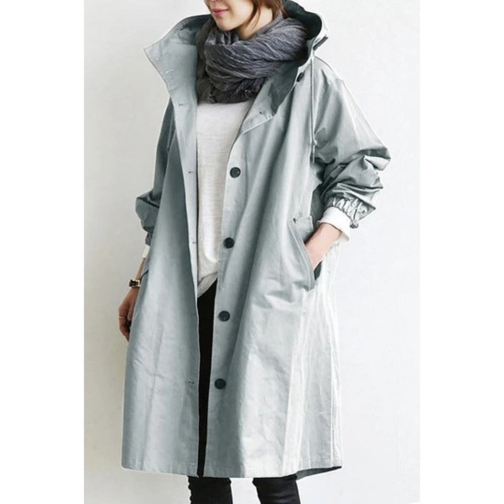 Simone - Women's Long Hooded Trench Coat