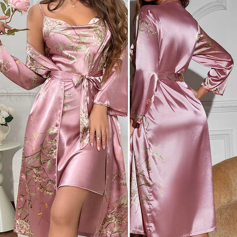 Tessa - Women's Satin Nightdress Kimono Robe