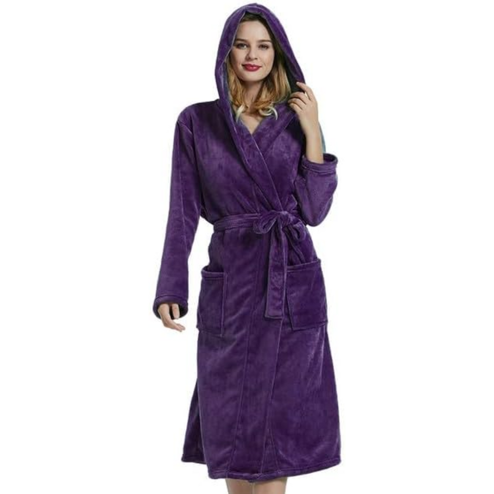 Theodora - Women's Hooded Fleece Bathrobe
